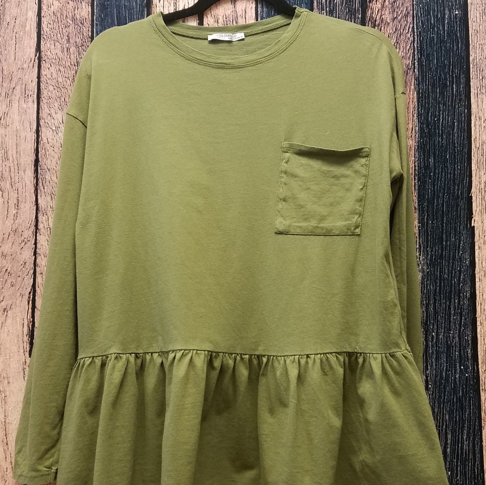 Zara Long Sleeve Green Top